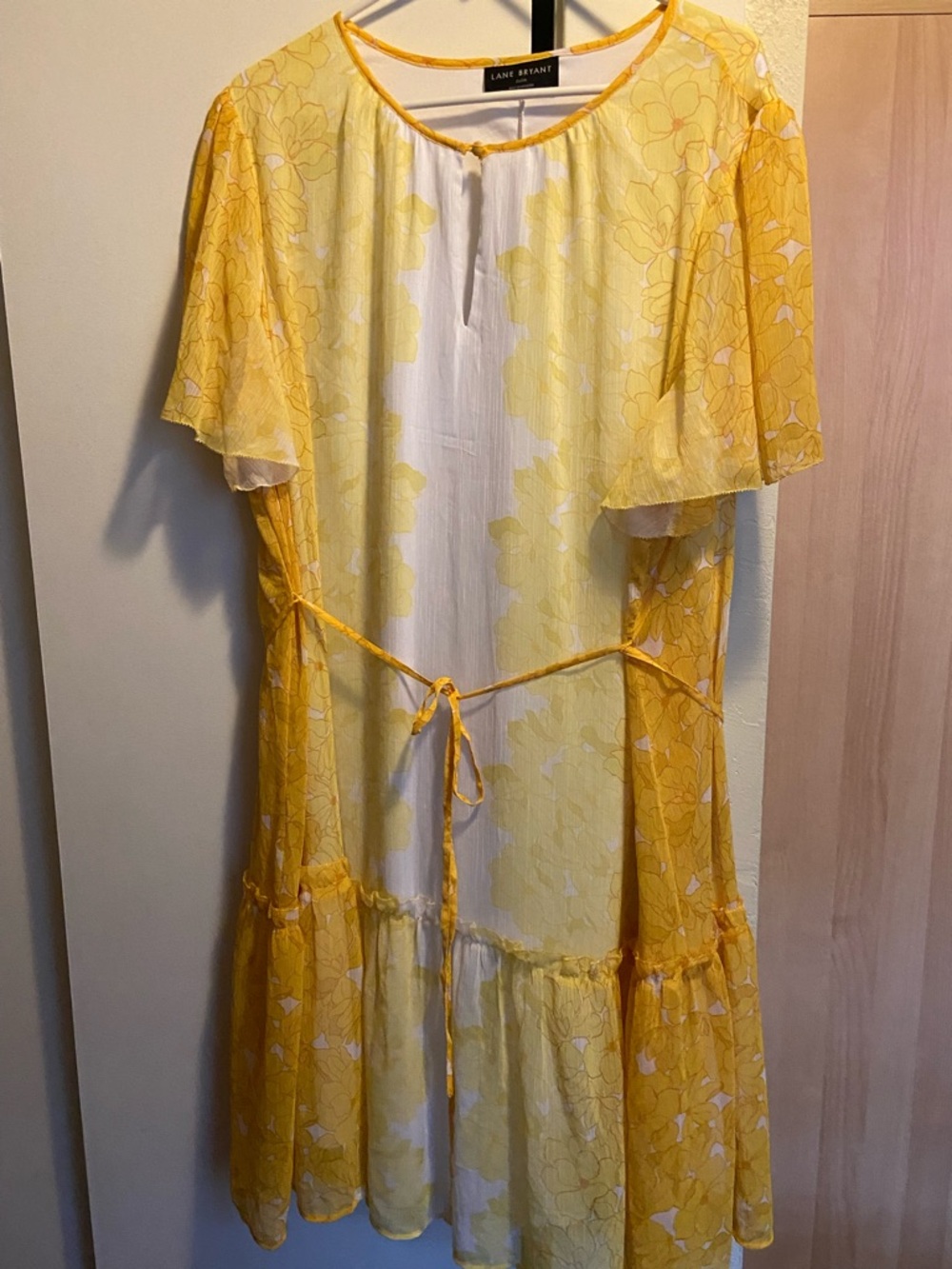 Lane Bryant Yellow Floral Tie-Waist Summer Dress 22/24 w